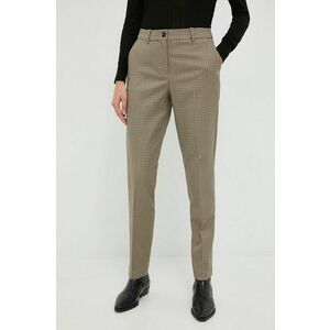 Nohavice Tommy Hilfiger dámske, béžová farba, rovné, vysoký pás vyobraziť