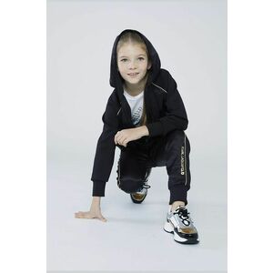 Detské tepláky Karl Lagerfeld čierna farba, s nášivkou vyobraziť