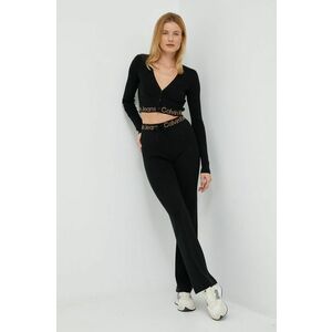 Nohavice Calvin Klein Jeans dámske, čierna farba, zvony, vysoký pás vyobraziť