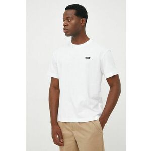 Bavlnené tričko Calvin Klein biela farba, s nášivkou vyobraziť