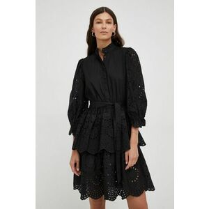 Bavlnené šaty Bruuns Bazaar čierna farba, mini, áčkový strih vyobraziť