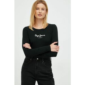 Tričko s dlhým rukávom Pepe Jeans dámske, čierna farba, vyobraziť