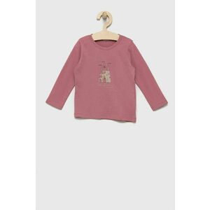 Detská bavlnená košeľa s dlhým rukávom United Colors of Benetton ružová farba, vyobraziť
