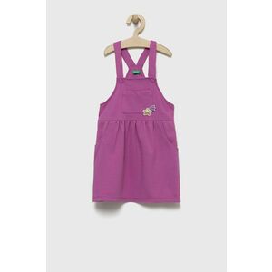 Dievčenské šaty United Colors of Benetton fialová farba, mini, áčkový strih vyobraziť
