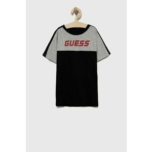 Detské tričko Guess čierna farba, jednofarebný vyobraziť