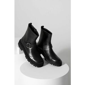 Kožené členkové topánky Answear Lab dámske, čierna farba, na plochom podpätku, vyobraziť