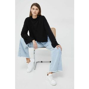 Sveter s prímesou vlny Calvin Klein Jeans dámsky, čierna farba, tenký, s polorolákom vyobraziť