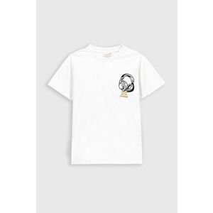 Detské bavlnené tričko Coccodrillo biela farba, s potlačou vyobraziť