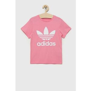 Detské bavlnené tričko adidas Originals ružová farba, vyobraziť