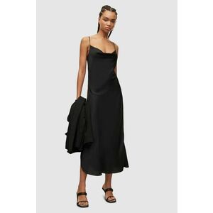 Šaty AllSaints čierna farba, midi, rovný strih vyobraziť