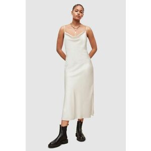 Šaty AllSaints biela farba, midi, rovný strih vyobraziť