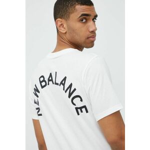 Tričko New Balance pánske, biela farba, s potlačou vyobraziť