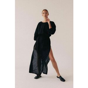 Bavlnené šaty MUUV. čierna farba, maxi, rovný strih vyobraziť