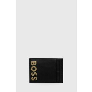 Kožené puzdro na karty BOSS pánsky, čierna farba vyobraziť