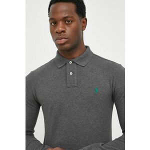 Bavlnené tričko s dlhým rukávom Polo Ralph Lauren šedá farba, jednofarebné vyobraziť