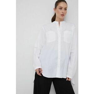 Košeľa Mos Mosh dámska, biela farba, voľný strih, so stojačikom vyobraziť