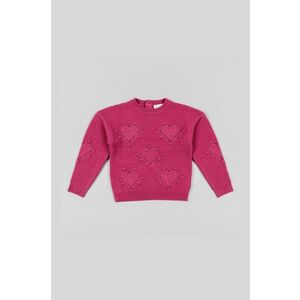 Detská mikina zippy ružová farba, jednofarebná vyobraziť