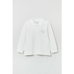 Detská bavlnená košeľa s dlhým rukávom OVS biela farba, s nášivkou vyobraziť