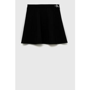 Dievčenská sukňa Calvin Klein Jeans čierna farba, mini, áčkový strih vyobraziť
