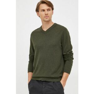 Bavlnený sveter GAP pánsky, zelená farba, tenký, vyobraziť
