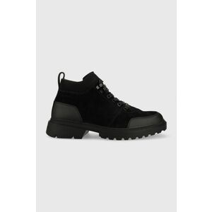 Kožené členkové topánky Calvin Klein Jeans Chunky Low Hiking Boot pánske, čierna farba vyobraziť