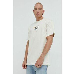 Bavlnené tričko Vans béžová farba, s potlačou vyobraziť