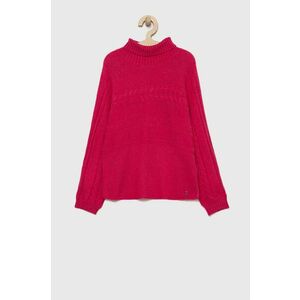 Detský sveter s prímesou vlny Guess ružová farba, tenký vyobraziť