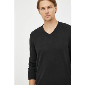 Bavlnený sveter GAP pánsky, čierna farba, tenký, vyobraziť