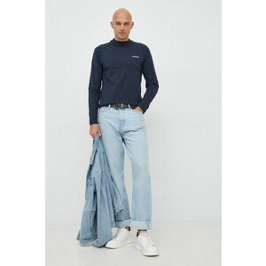 Tričko s dlhým rukávom Calvin Klein pánske, tmavomodrá farba, jednofarebné vyobraziť