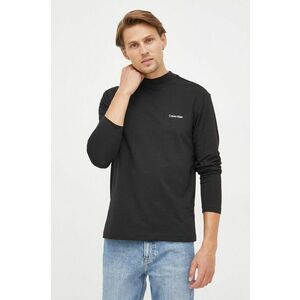 Tričko s dlhým rukávom Calvin Klein pánske, čierna farba, jednofarebné vyobraziť