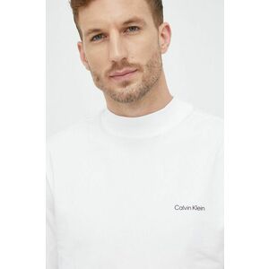 Tričko s dlhým rukávom Calvin Klein pánske, biela farba, jednofarebné vyobraziť