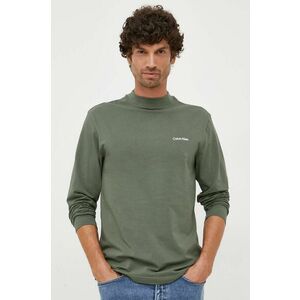 Tričko s dlhým rukávom Calvin Klein pánsky, zelená farba, jednofarebný vyobraziť