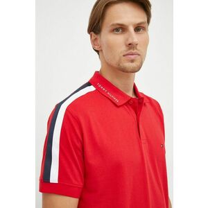 Bavlnené polo tričko Tommy Hilfiger červená farba, s nášivkou vyobraziť