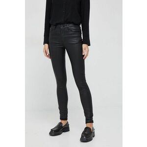 Nohavice Pepe Jeans dámske, čierna farba, priliehavé, vysoký pás vyobraziť