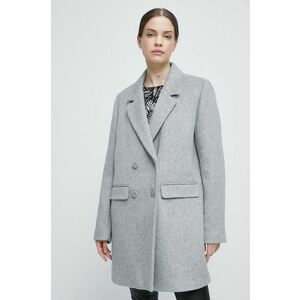 Kabát s prímesou vlny Medicine šedá farba, prechodný, dvojradový vyobraziť