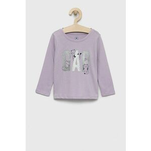 Detská bavlnená košeľa s dlhým rukávom GAP fialová farba, vyobraziť