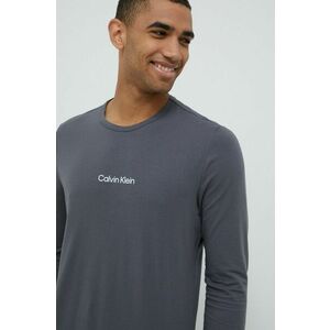 Pyžamové tričko s dlhým rukávom Calvin Klein Underwear šedá farba, s potlačou vyobraziť