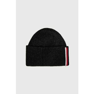 Vlnená čiapka Tommy Hilfiger čierna farba, vlnená vyobraziť