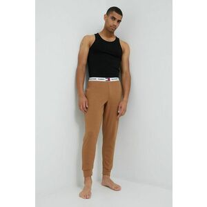 Pyžamové nohavice Tommy Hilfiger pánske, hnedá farba, jednofarebná vyobraziť