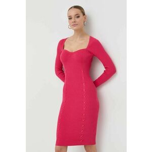 Šaty Guess ružová farba, mini, priliehavá vyobraziť