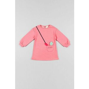 Dievčenské šaty zippy ružová farba, mini, oversize vyobraziť