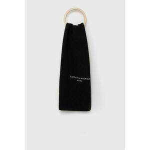 Bavlnený šál Tommy Hilfiger čierna farba, jednofarebný vyobraziť