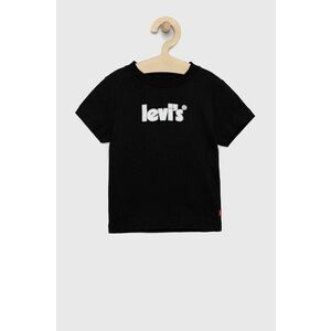 Detské bavlnené tričko Levi's čierna farba, s potlačou vyobraziť