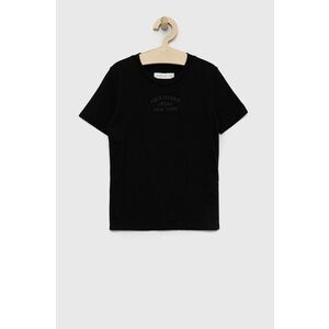 Detské tričko Abercrombie & Fitch čierna farba, s nášivkou vyobraziť