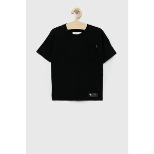 Detské bavlnené tričko Abercrombie & Fitch čierna farba, jednofarebný vyobraziť