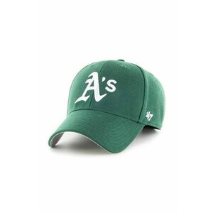 Čiapka s prímesou vlny 47brand MLB Oakland Athletics zelená farba, s nášivkou vyobraziť