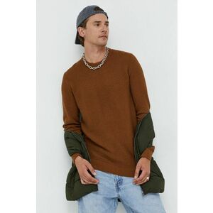 Bavlnený sveter Tom Tailor pánsky, hnedá farba, tenký, vyobraziť