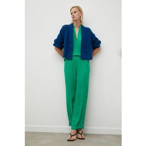 Nohavice Herskind dámske, zelená farba, široké, vysoký pás vyobraziť