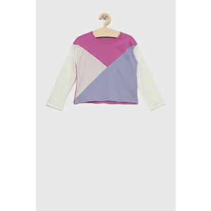 Detská bavlnená košeľa s dlhým rukávom United Colors of Benetton fialová farba, vyobraziť