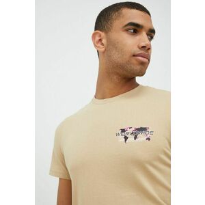 Bavlnené tričko 4F béžová farba, s potlačou vyobraziť